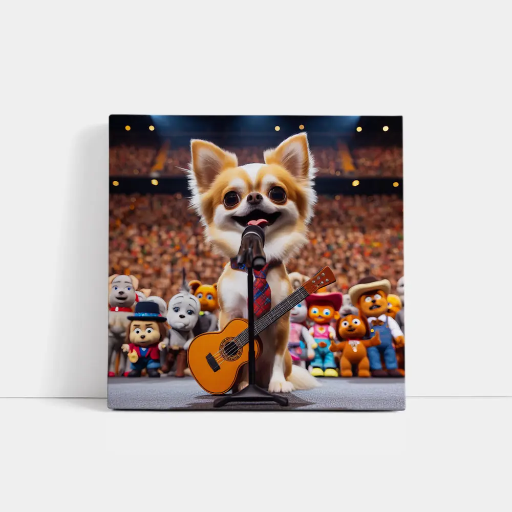 Chihuahua Rockstar Performing On Stage Concert – Wall Art