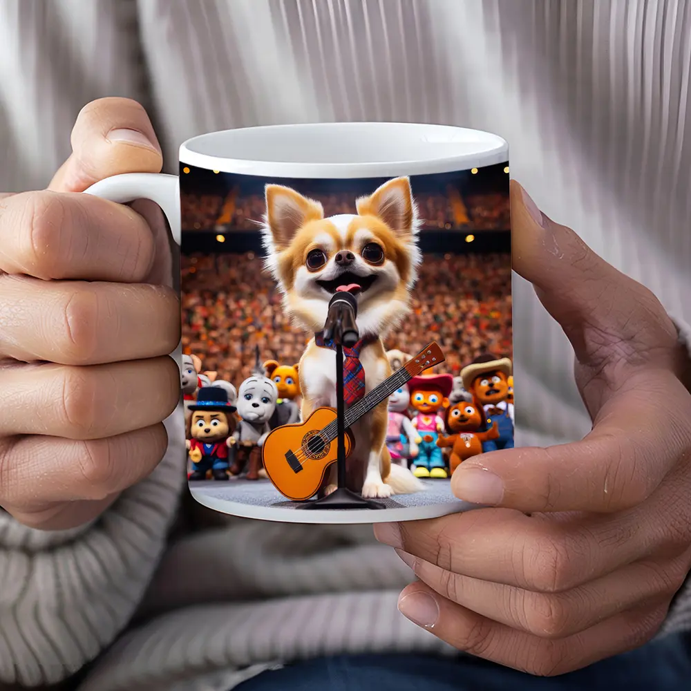 Chihuahua Rockstar Performing On Stage Concert – Mugs