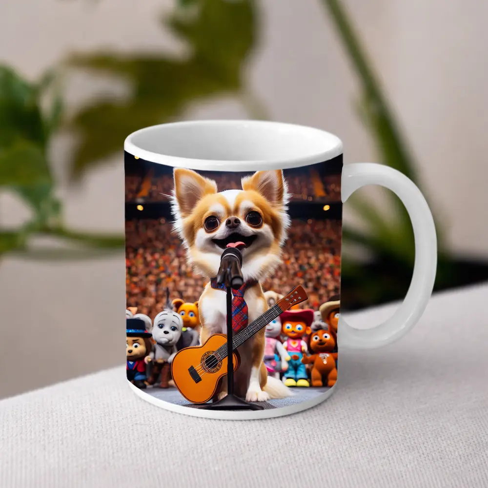 Chihuahua Rockstar Performing On Stage Concert – Mugs