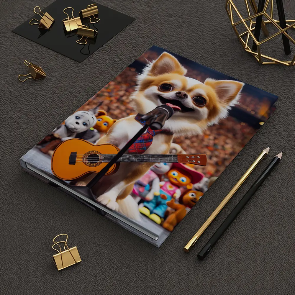 Chihuahua Rockstar Performing On Stage Concert – Notebooks