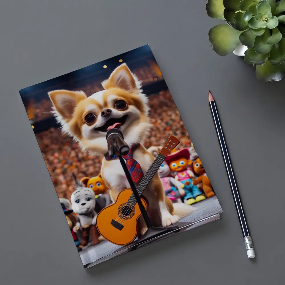 Chihuahua Rockstar Performing On Stage Concert – Notebooks