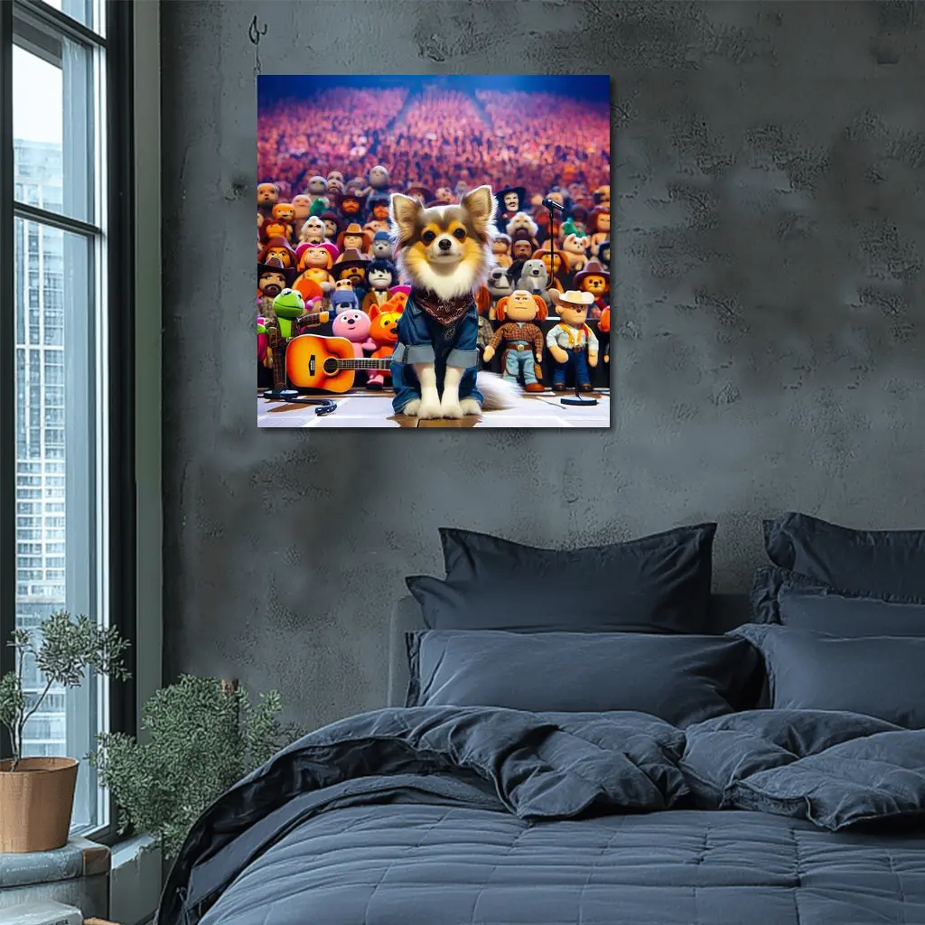 Chihuahua Dog On Stage Concert Crowd – Wall Art