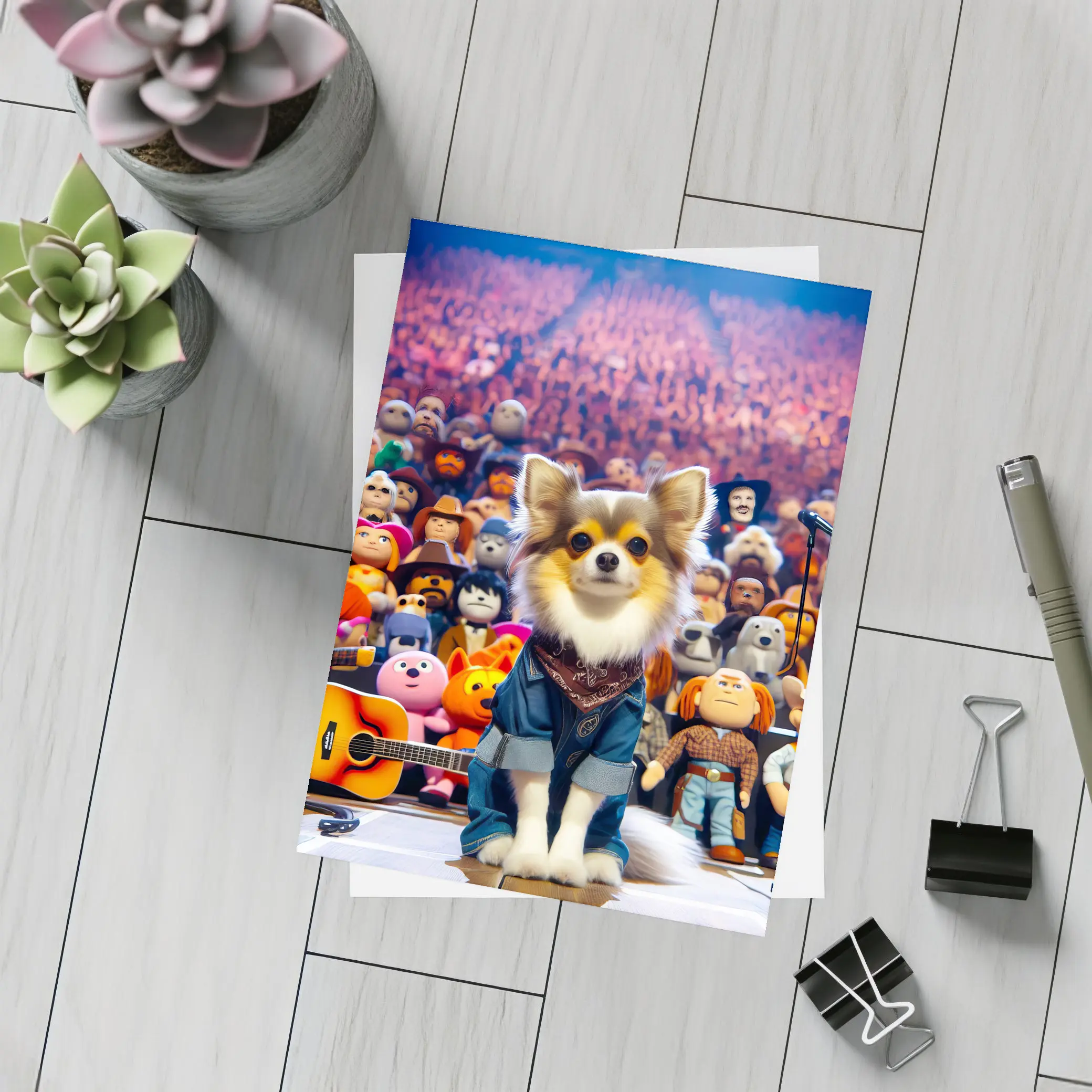 Chihuahua Dog On Stage Concert Crowd – Postcards