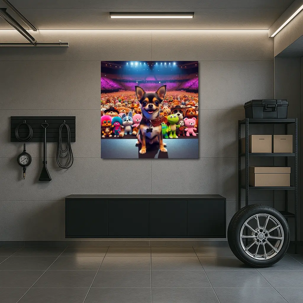 Chihuahua Dog On Stage With Toy Crowd – Wall Art