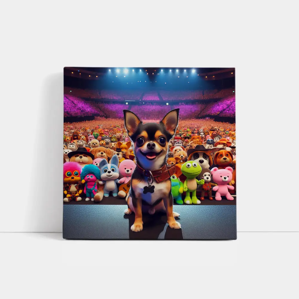 Chihuahua Dog On Stage With Toy Crowd – Wall Art