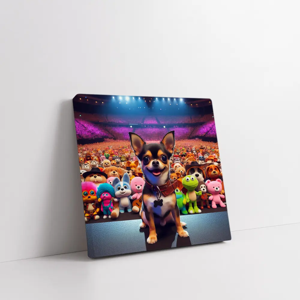 Chihuahua Dog On Stage With Toy Crowd – Wall Art