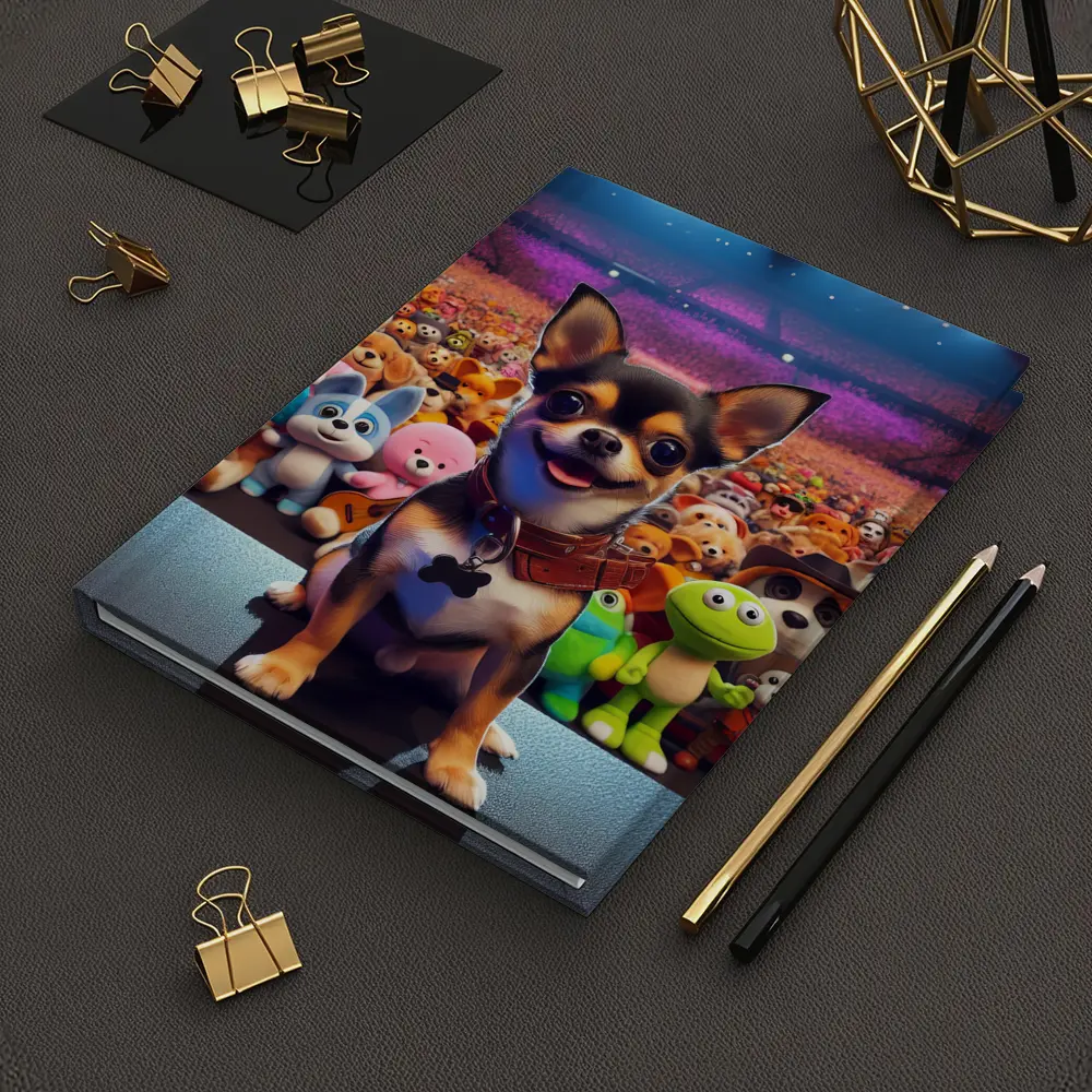 Chihuahua Dog On Stage With Toy Crowd – Notebooks