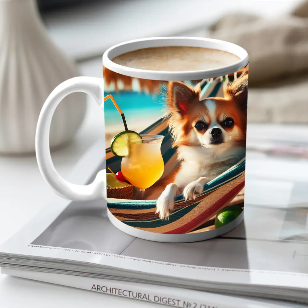 Chihuahua Relaxing on Beach Hammock Summer – Mugs