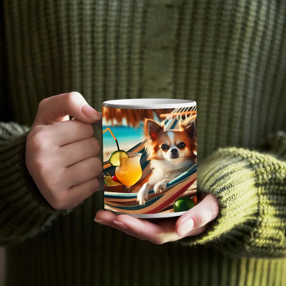 Chihuahua Relaxing on Beach Hammock Summer – Mugs