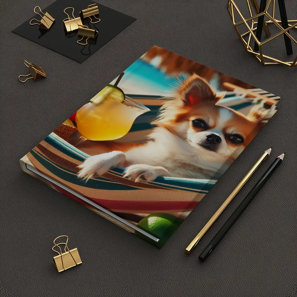 Chihuahua Relaxing on Beach Hammock Summer – Notebooks