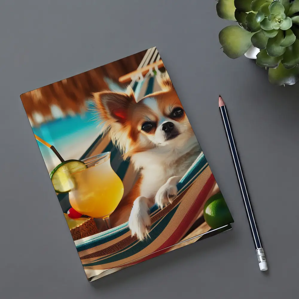 Chihuahua Relaxing on Beach Hammock Summer – Notebooks