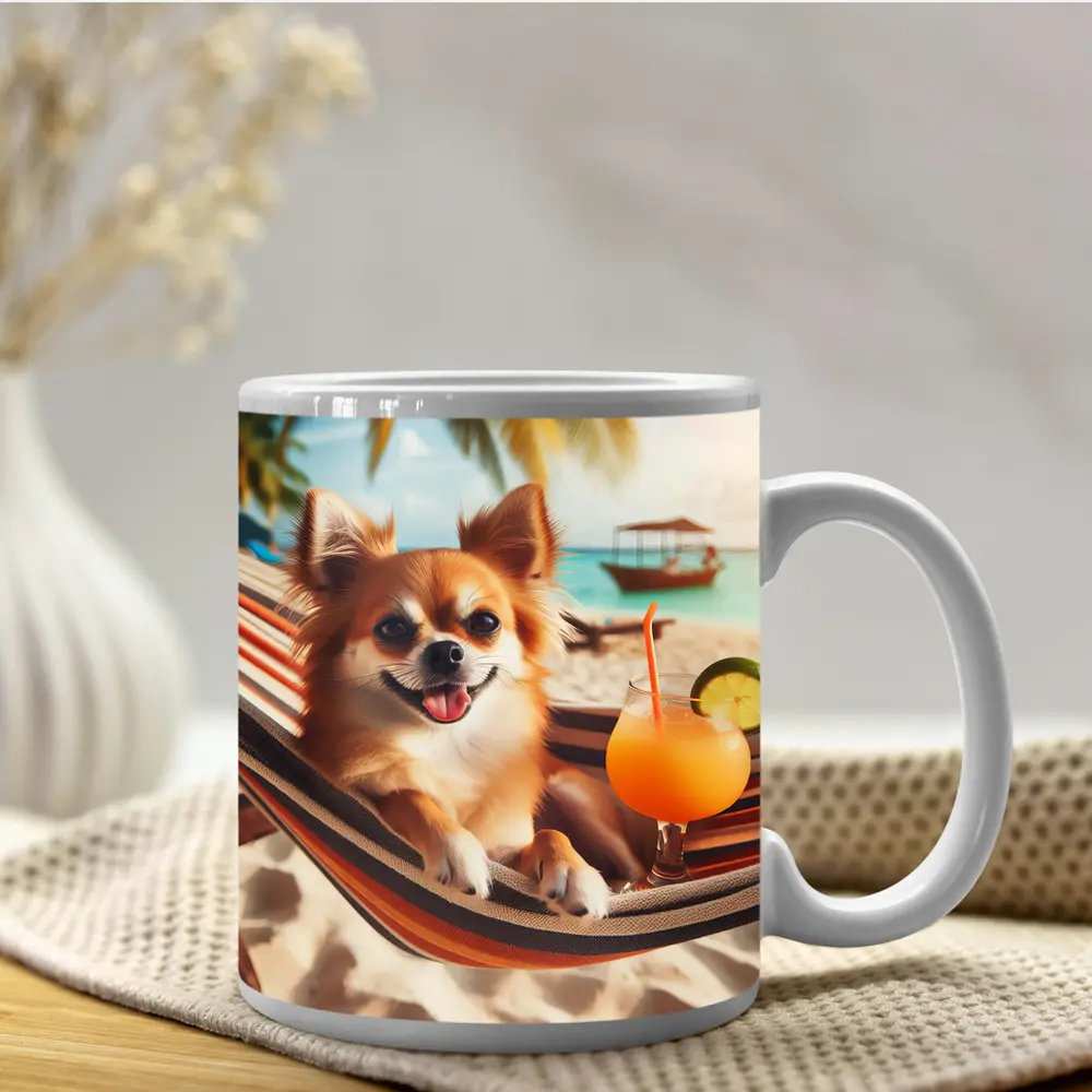 Chihuahua Relaxing On Beach Hammock Cocktail – Mugs