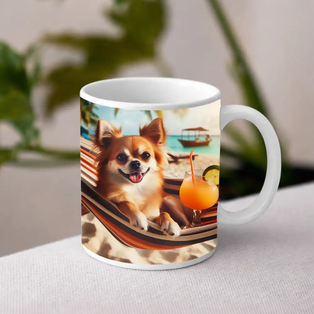 Chihuahua Relaxing On Beach Hammock Cocktail – Mugs