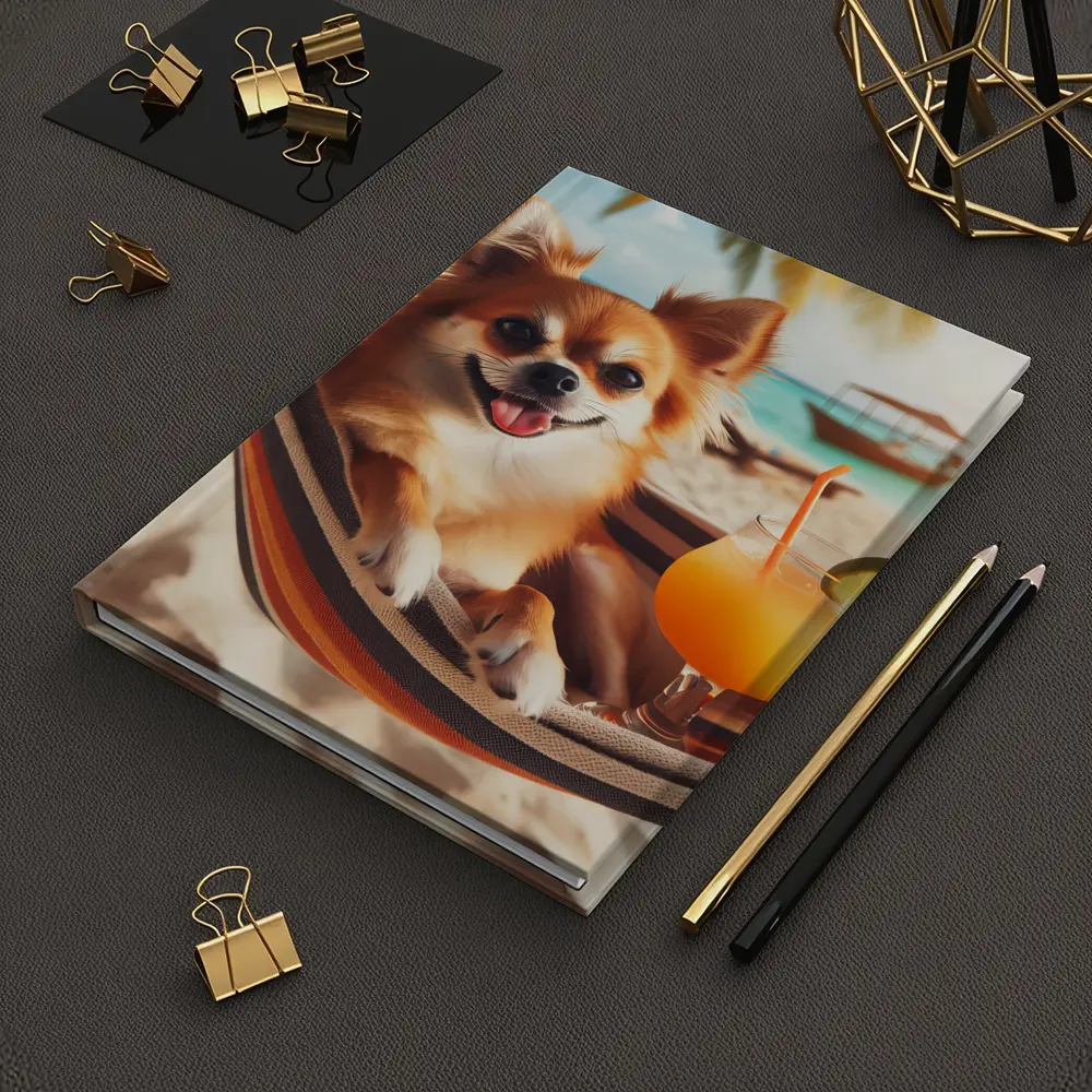 Chihuahua Relaxing On Beach Hammock Cocktail – Notebooks