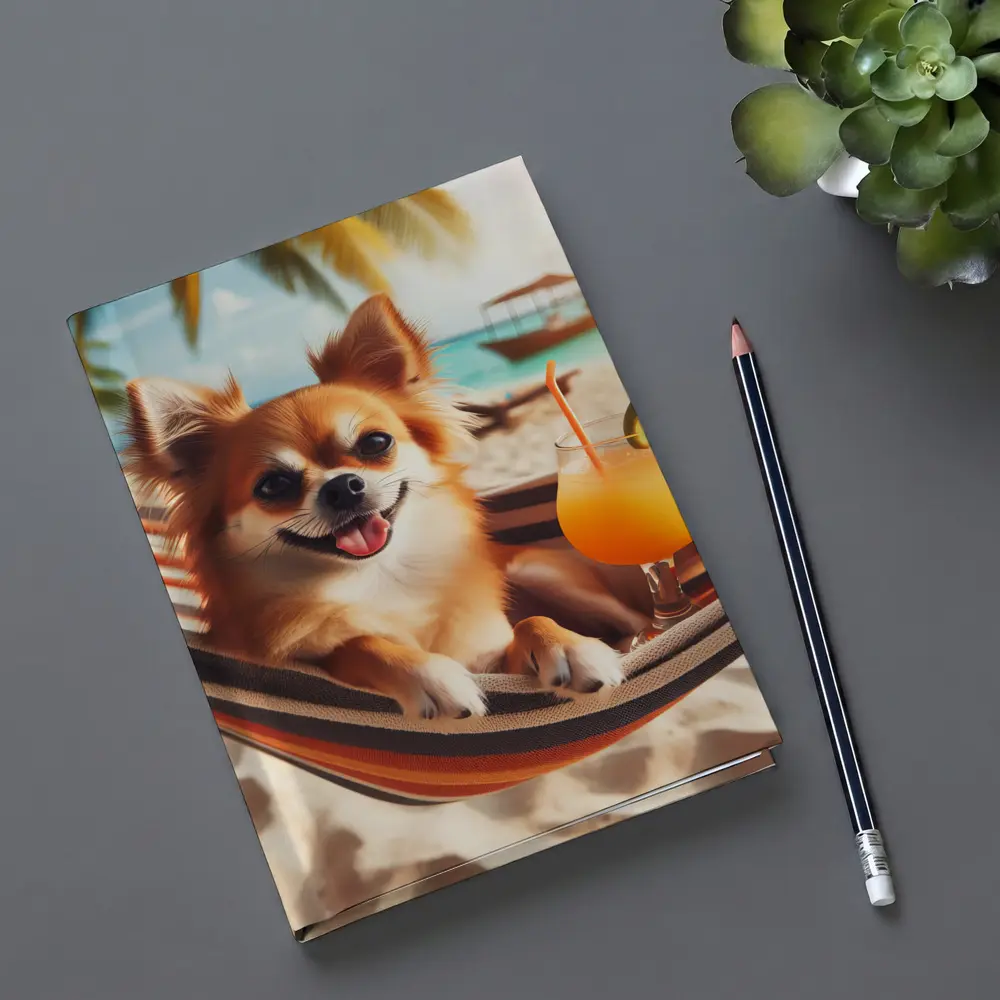Chihuahua Relaxing On Beach Hammock Cocktail – Notebooks