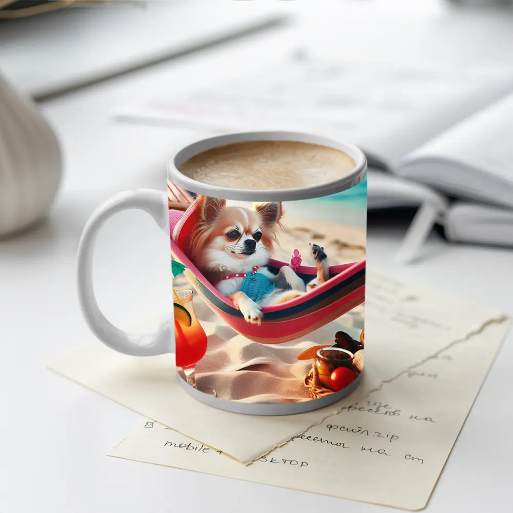 Chihuahua Relaxing In Hammock On Beach – Mugs