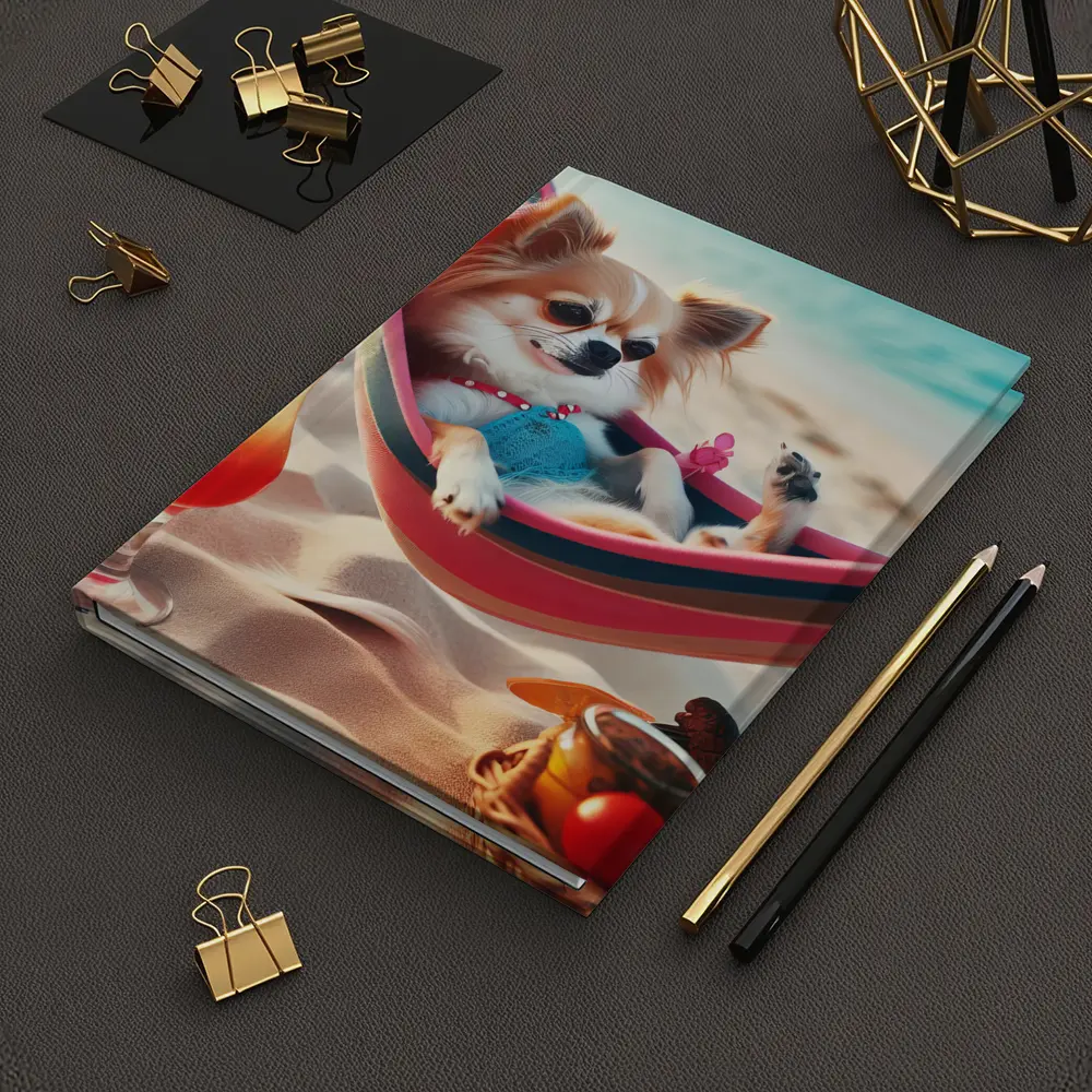 Chihuahua Relaxing In Hammock On Beach – Notebooks