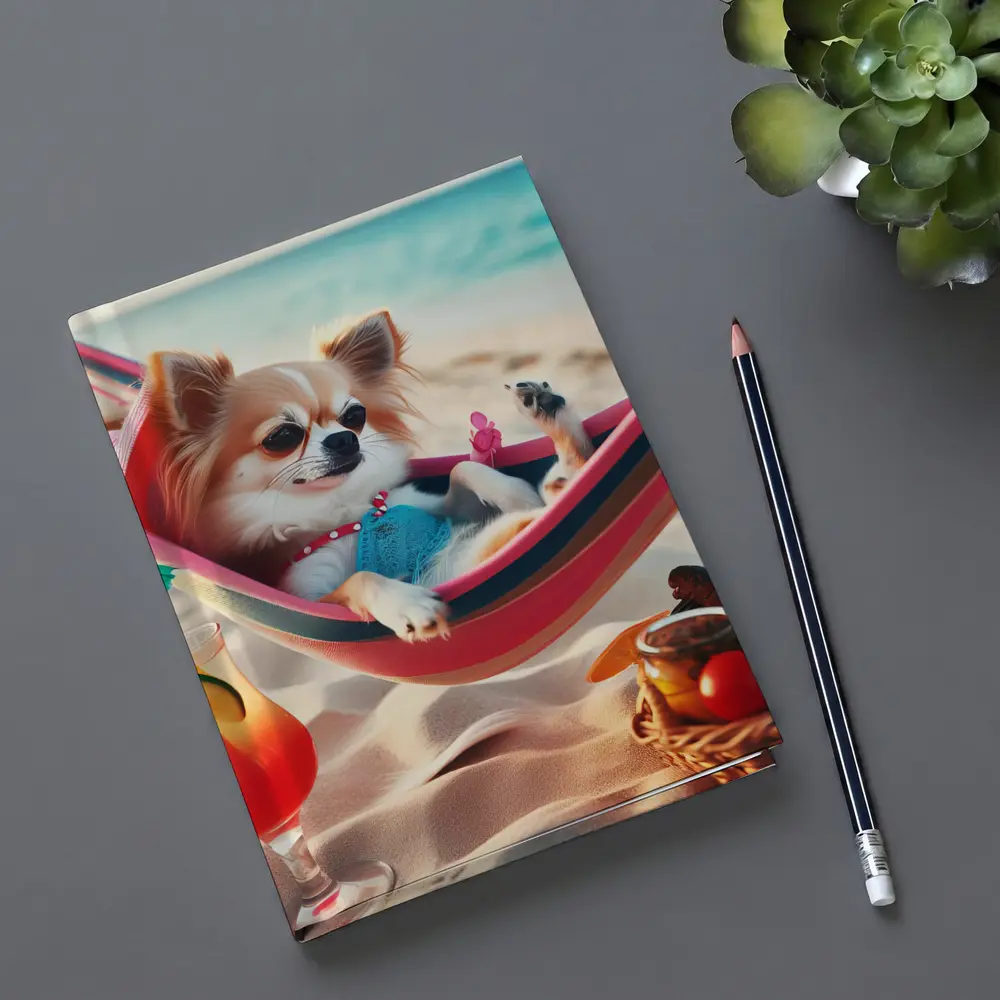 Chihuahua Relaxing In Hammock On Beach – Notebooks