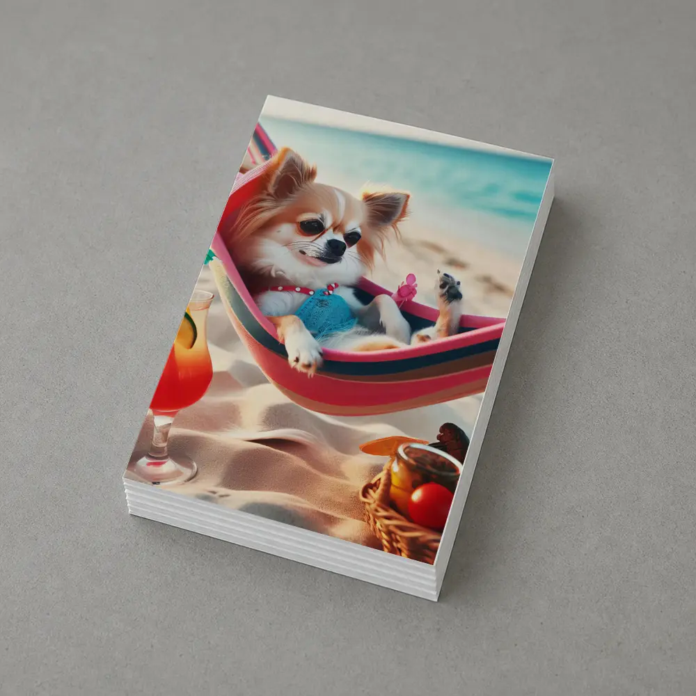 Chihuahua Relaxing In Hammock On Beach – Postcards