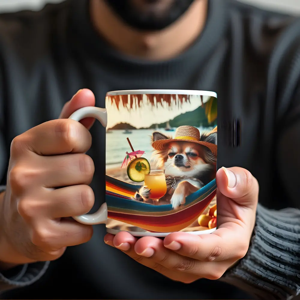 Chihuahua Relaxing Beach Hammock Tropical Cocktail – Mugs