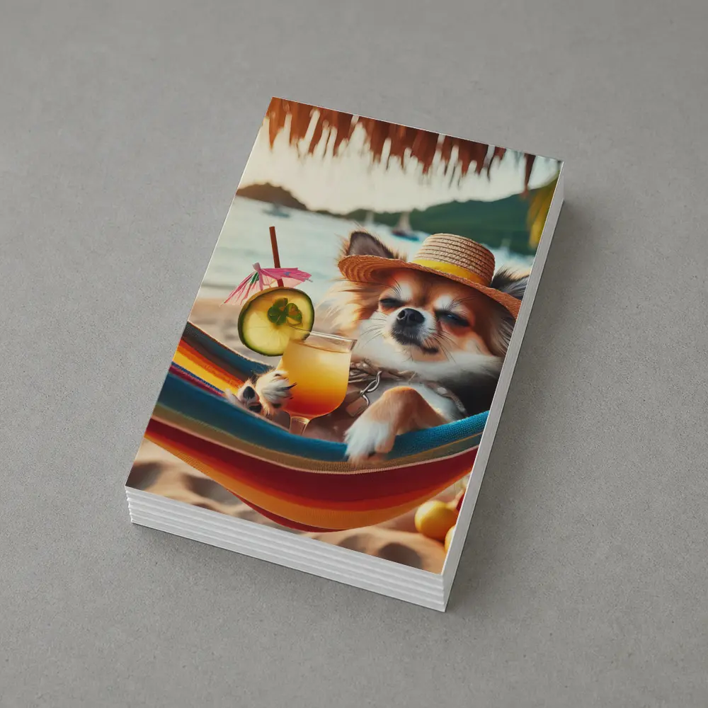 Chihuahua Relaxing Beach Hammock Tropical Cocktail – Postcards