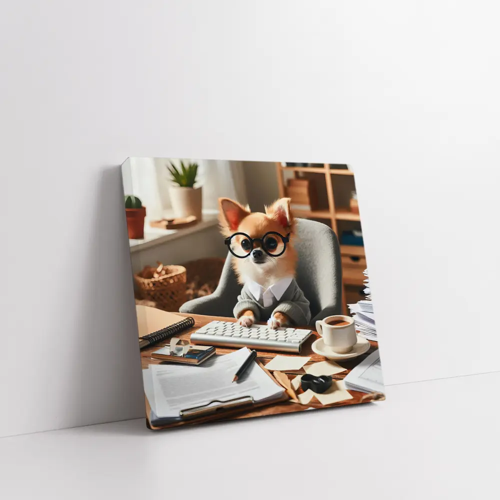 Chihuahua Boss Working At Office Desk – Wall Art