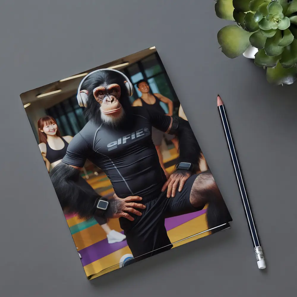 Chimpanzee Working Out in Fitness Gym – Notebooks