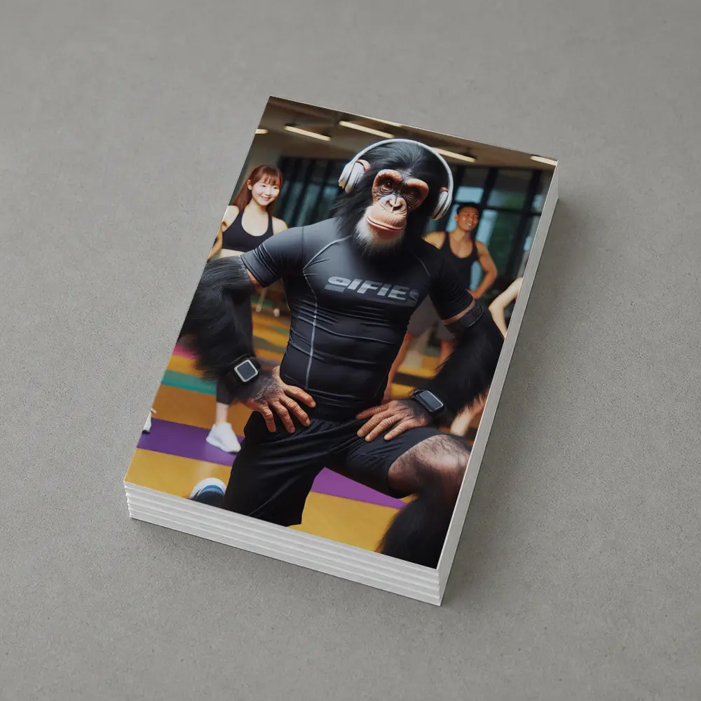Chimpanzee Working Out in Fitness Gym – Postcards