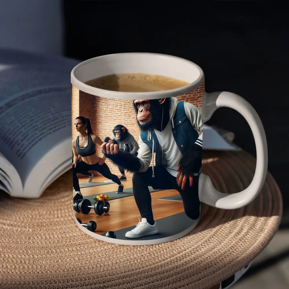 Chimpanzee Working Out In Gym Class – Mugs
