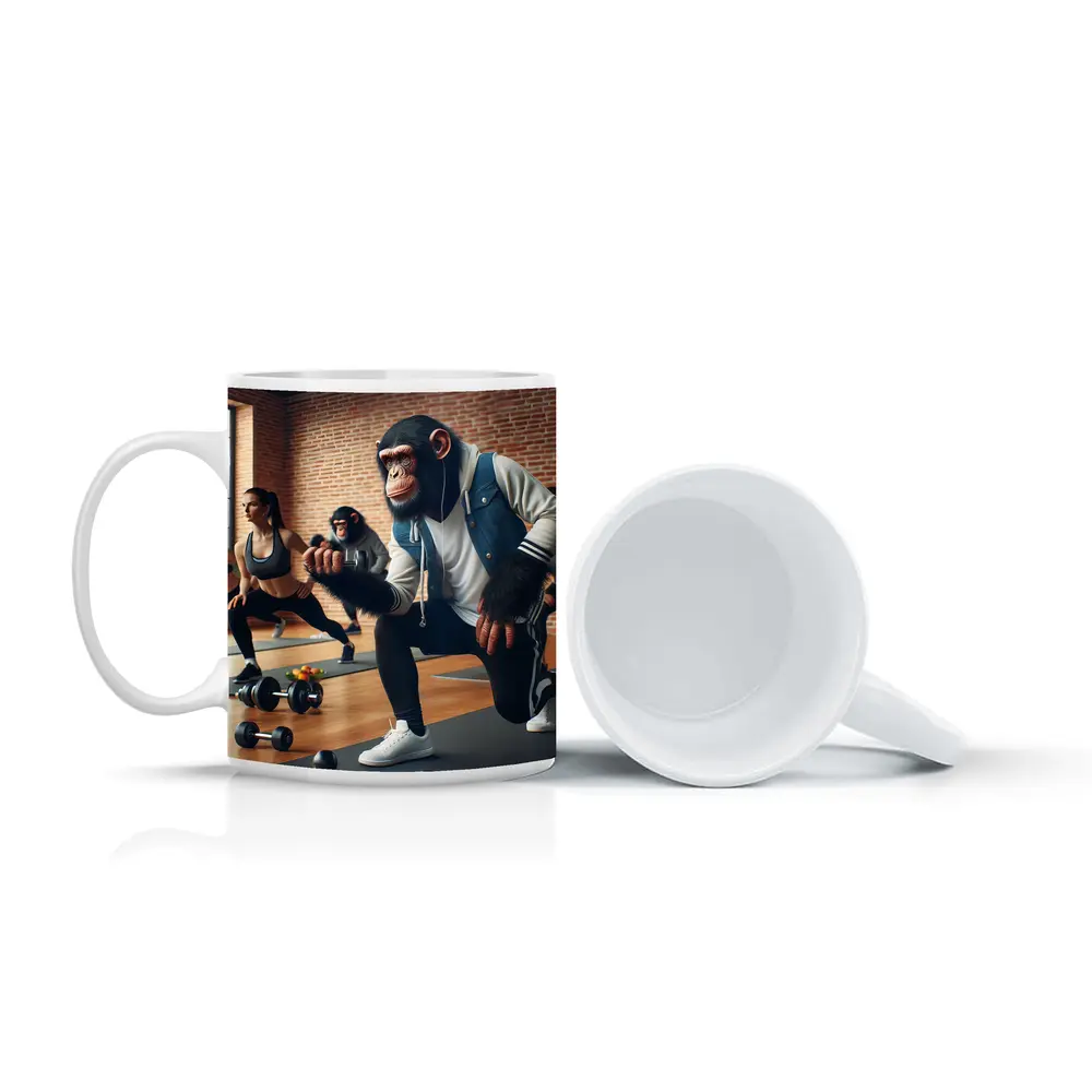 Chimpanzee Working Out In Gym Class – Mugs