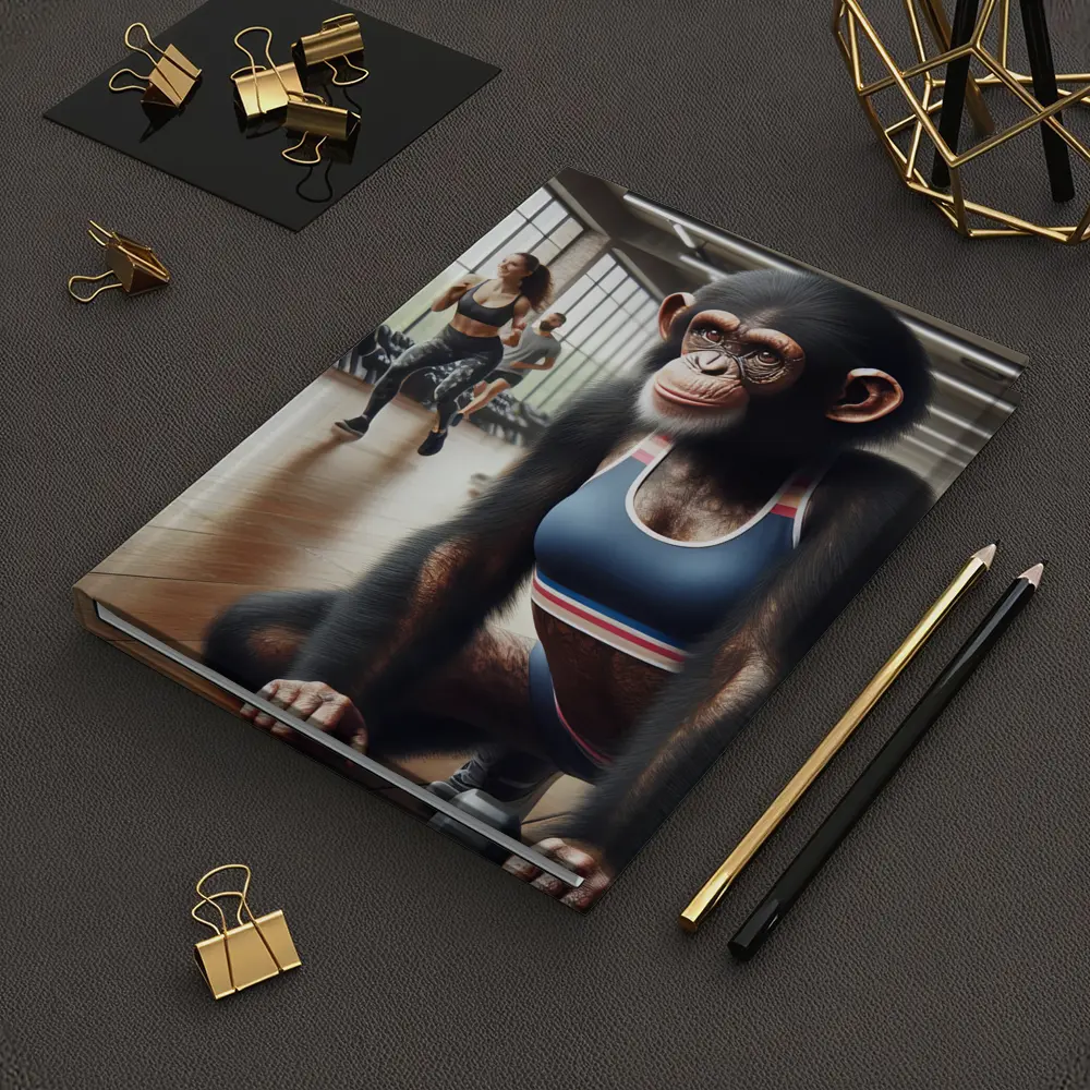 Chimpanzee Wearing Sports Bra in Gym – Notebooks