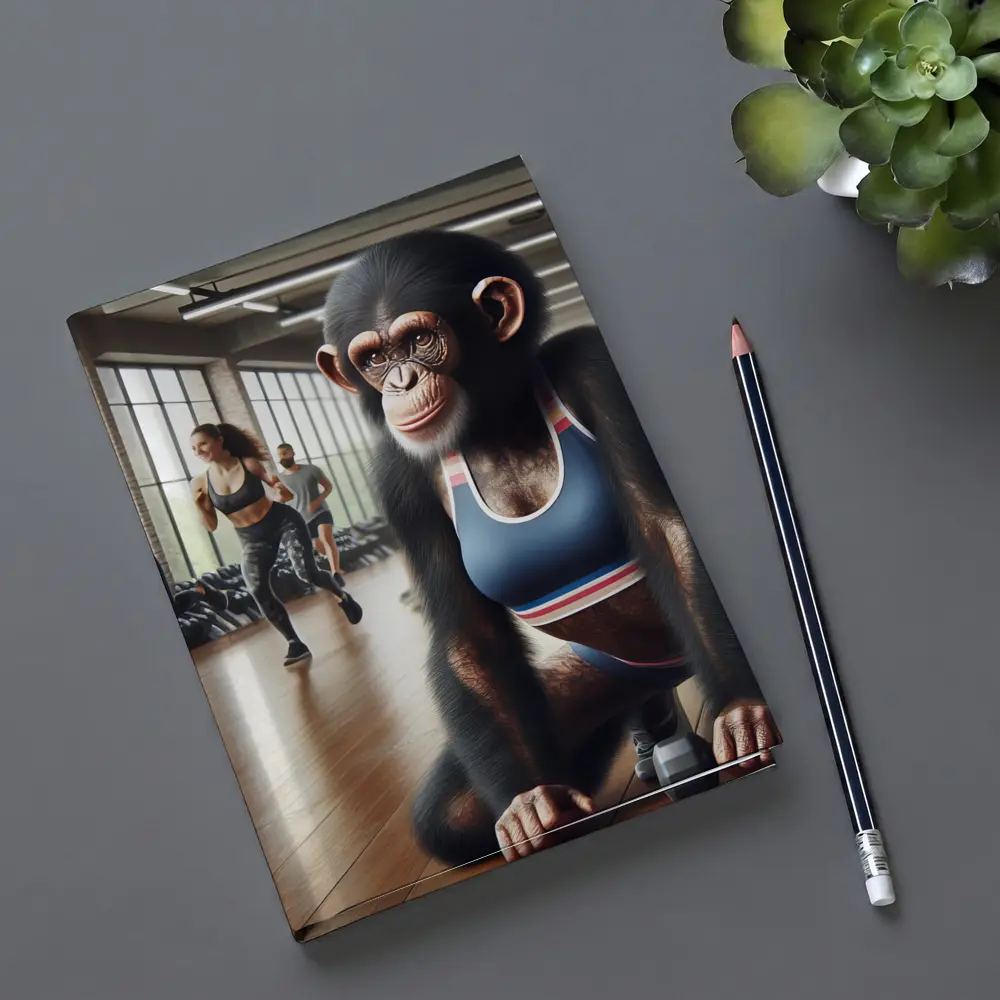 Chimpanzee Wearing Sports Bra in Gym – Notebooks
