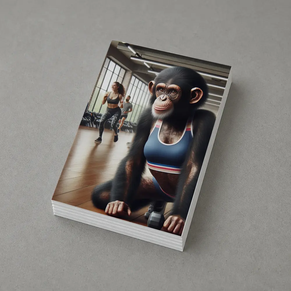 Chimpanzee Wearing Sports Bra in Gym – Postcards