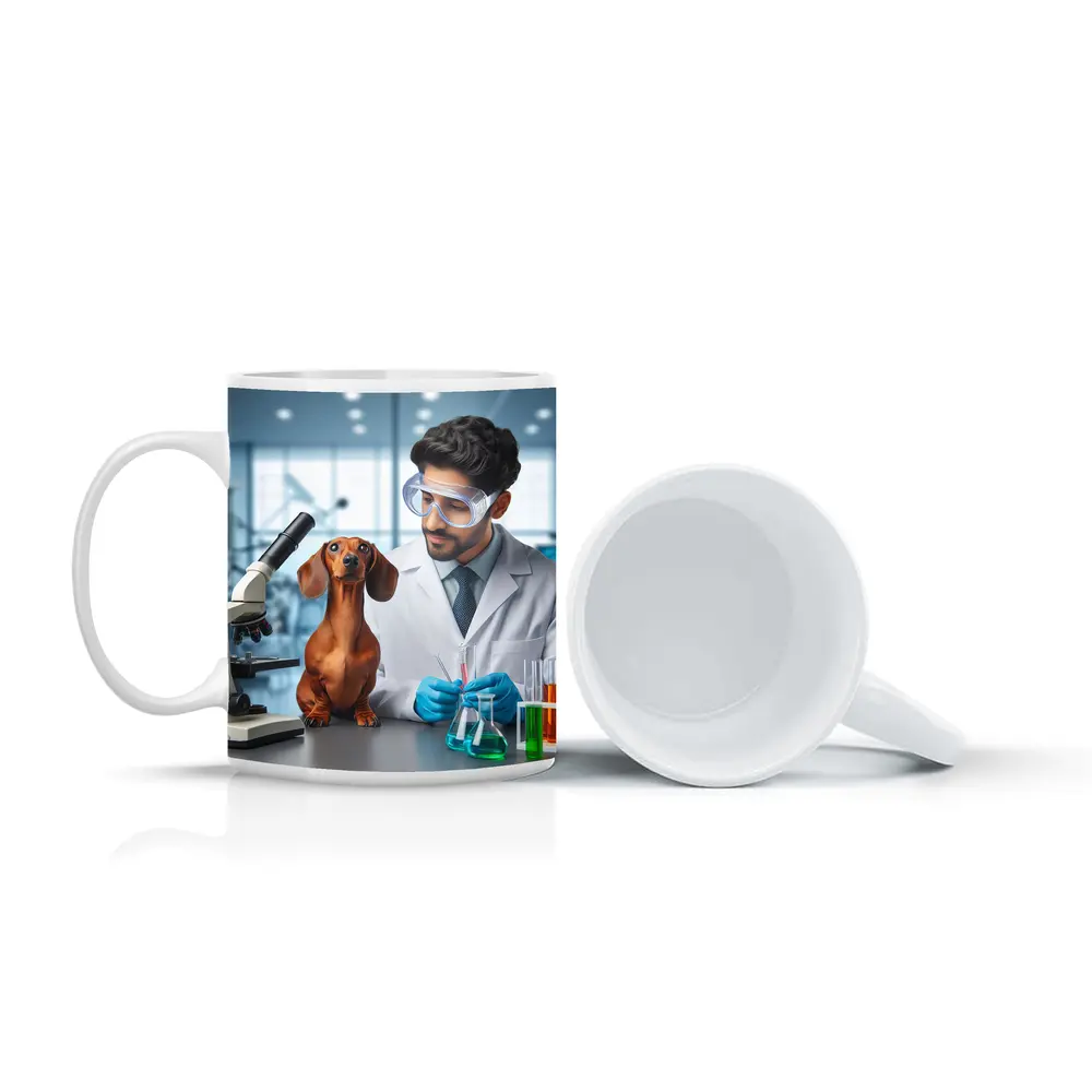Dachshund Dog Scientist Laboratory Research Art – Mugs