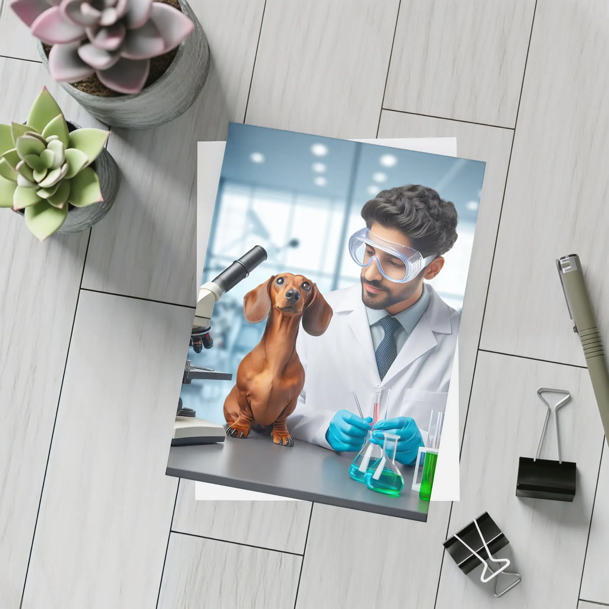 Dachshund Dog Scientist Laboratory Research Art – Postcards