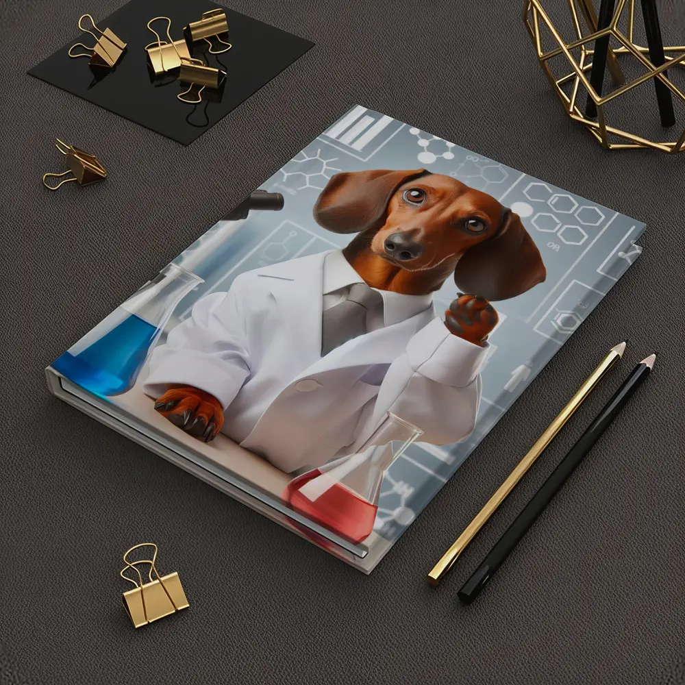 Dachshund Scientist Lab Coat Chemistry Background – Notebooks