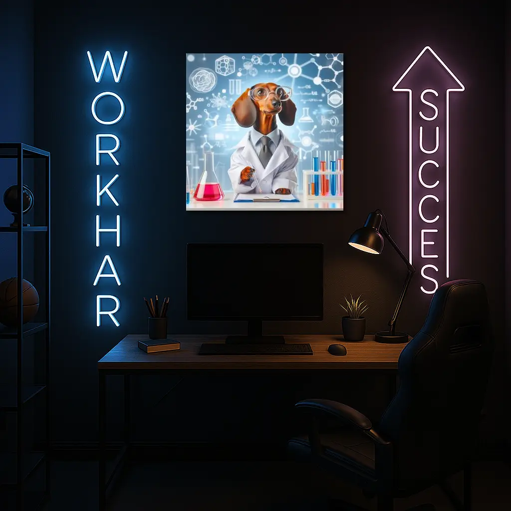 Dachshund Scientist Lab Coat Science Background – Wall Art