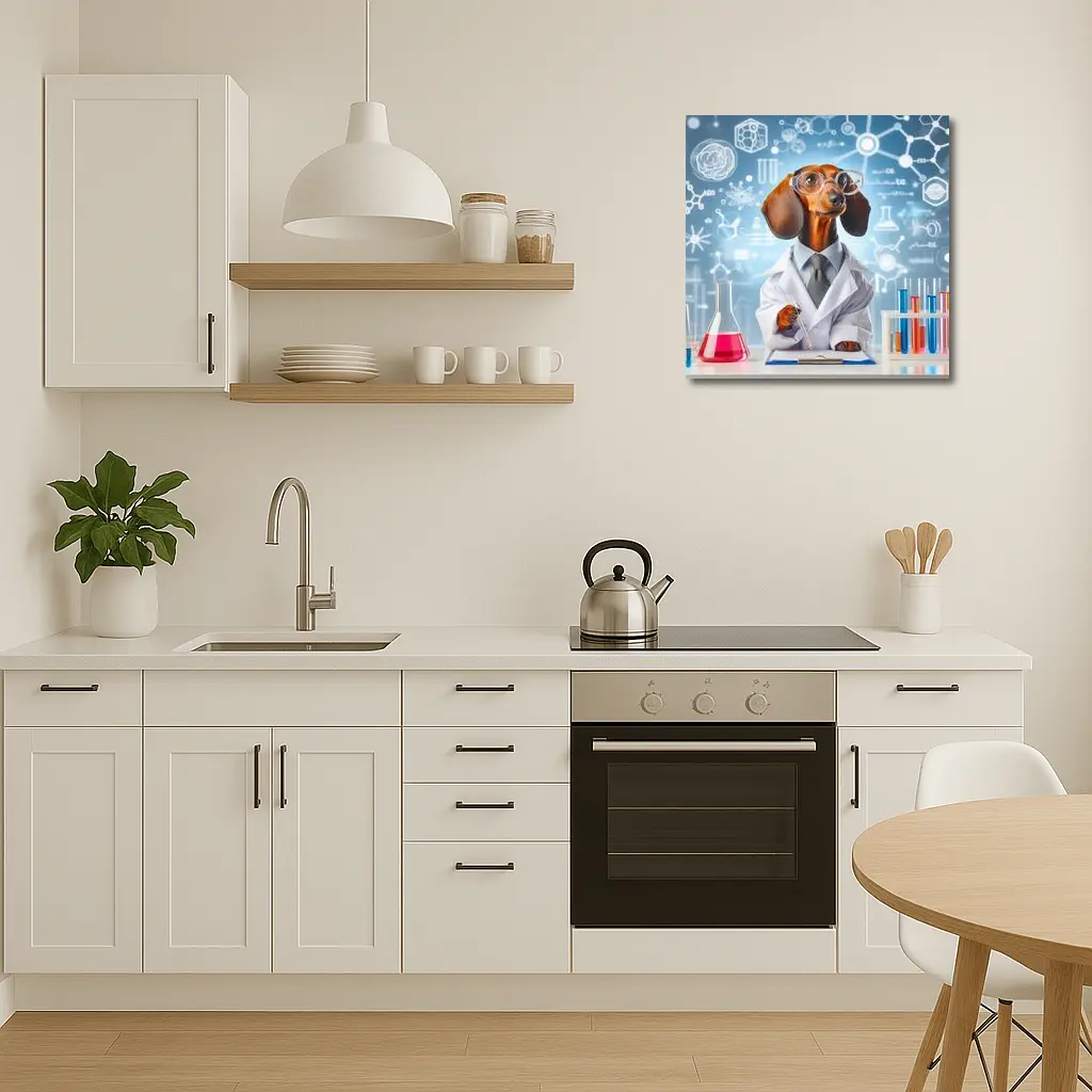 Dachshund Scientist Lab Coat Science Background – Wall Art