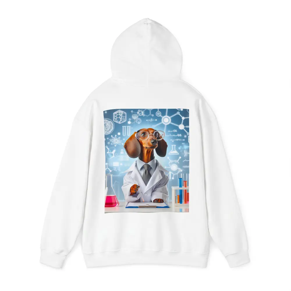 Dachshund Scientist Lab Coat Science Background – Hoodies