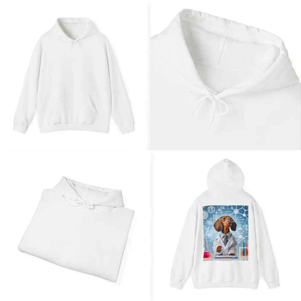 Dachshund Scientist Lab Coat Science Background – Hoodies