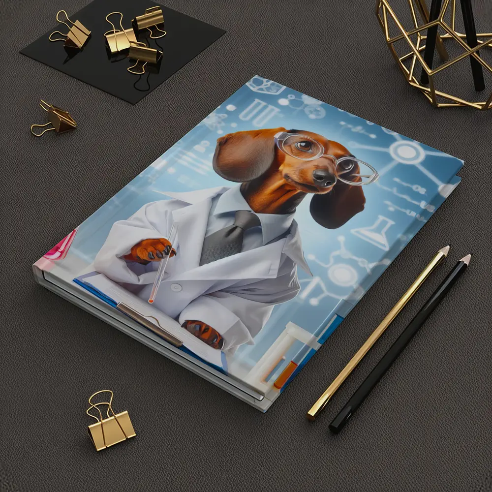 Dachshund Scientist Lab Coat Science Background – Notebooks