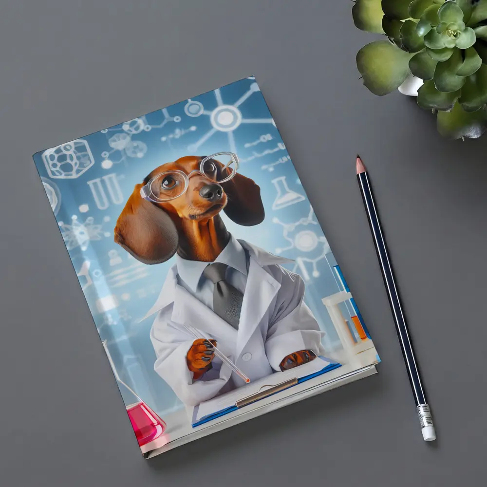Dachshund Scientist Lab Coat Science Background – Notebooks