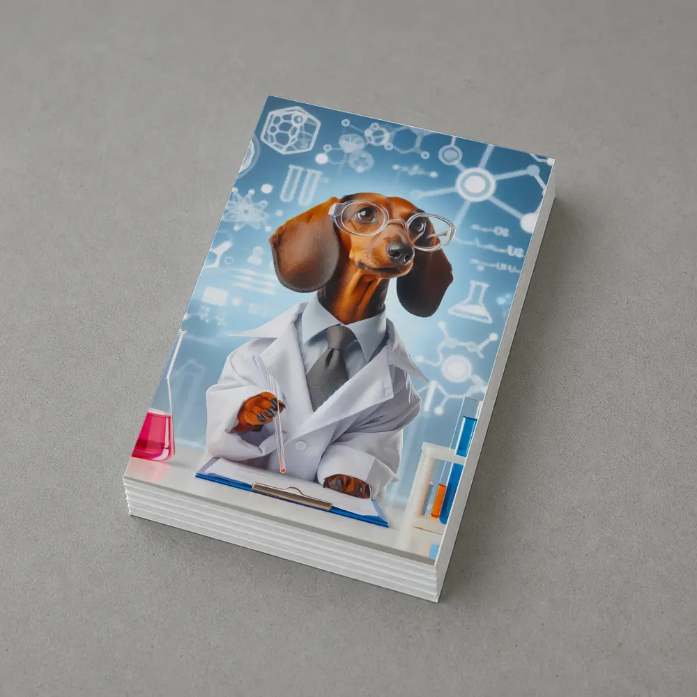 Dachshund Scientist Lab Coat Science Background – Postcards