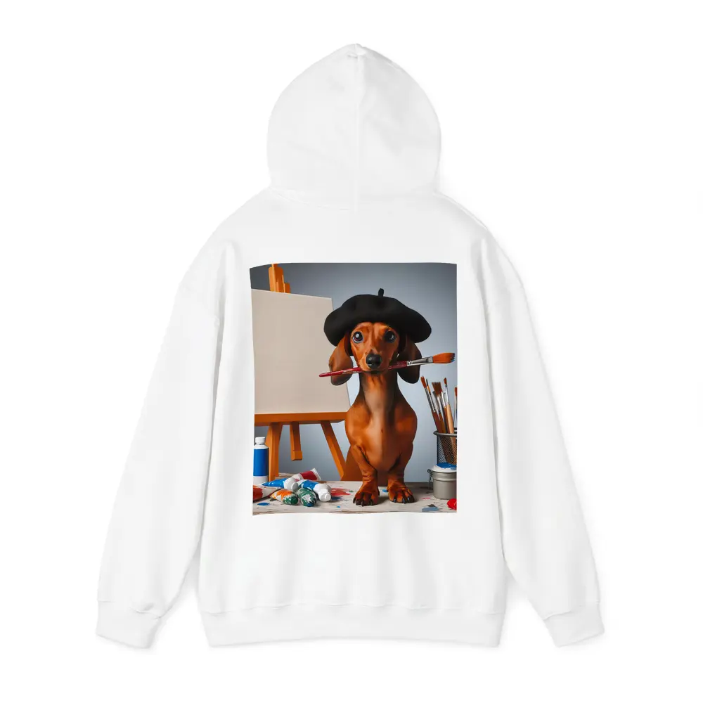 Dachshund Artist Beret Paintbrush Studio Art – Hoodies