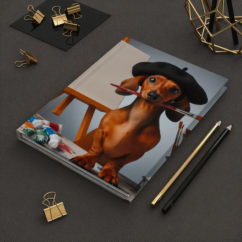 Dachshund Artist Beret Paintbrush Studio Art – Notebooks
