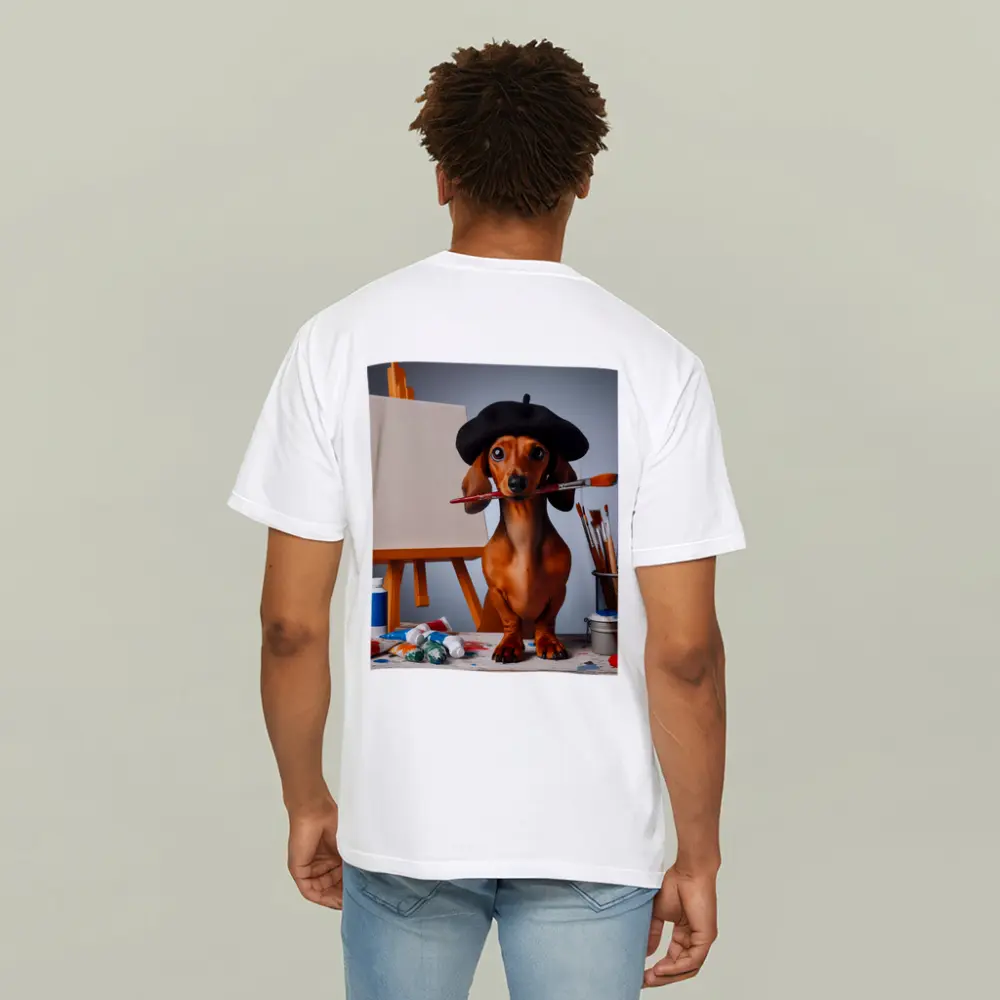 Dachshund Artist Beret Paintbrush Studio Art – T-Shirts