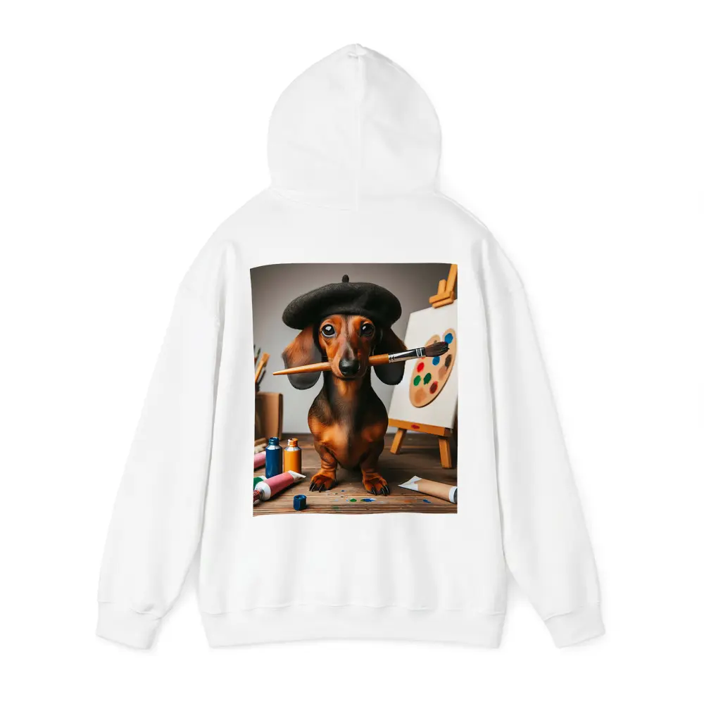 Dachshund Artist Wearing Beret With Paintbrush – Hoodies