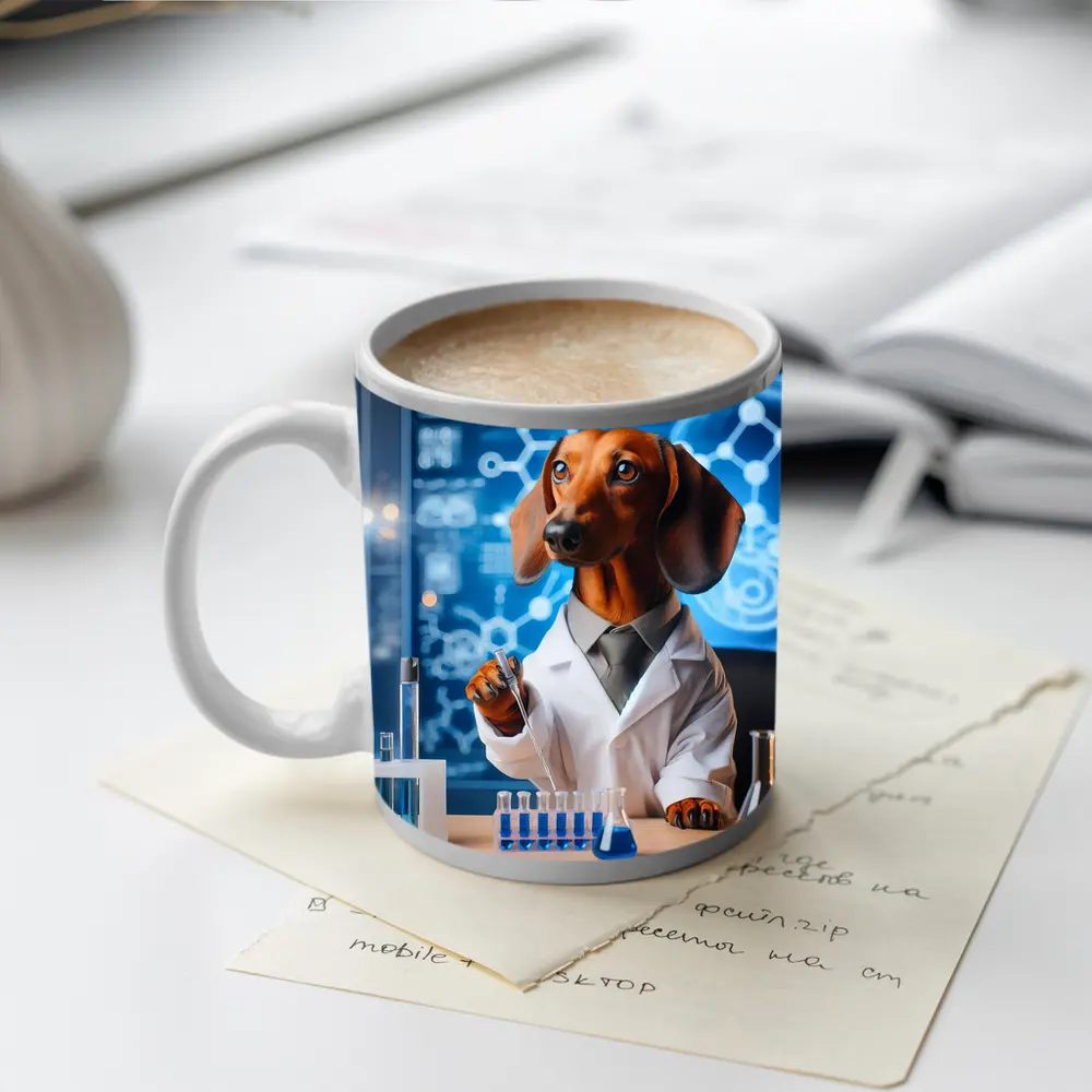 Dachshund Scientist Lab Coat Blue Laboratory – Mugs