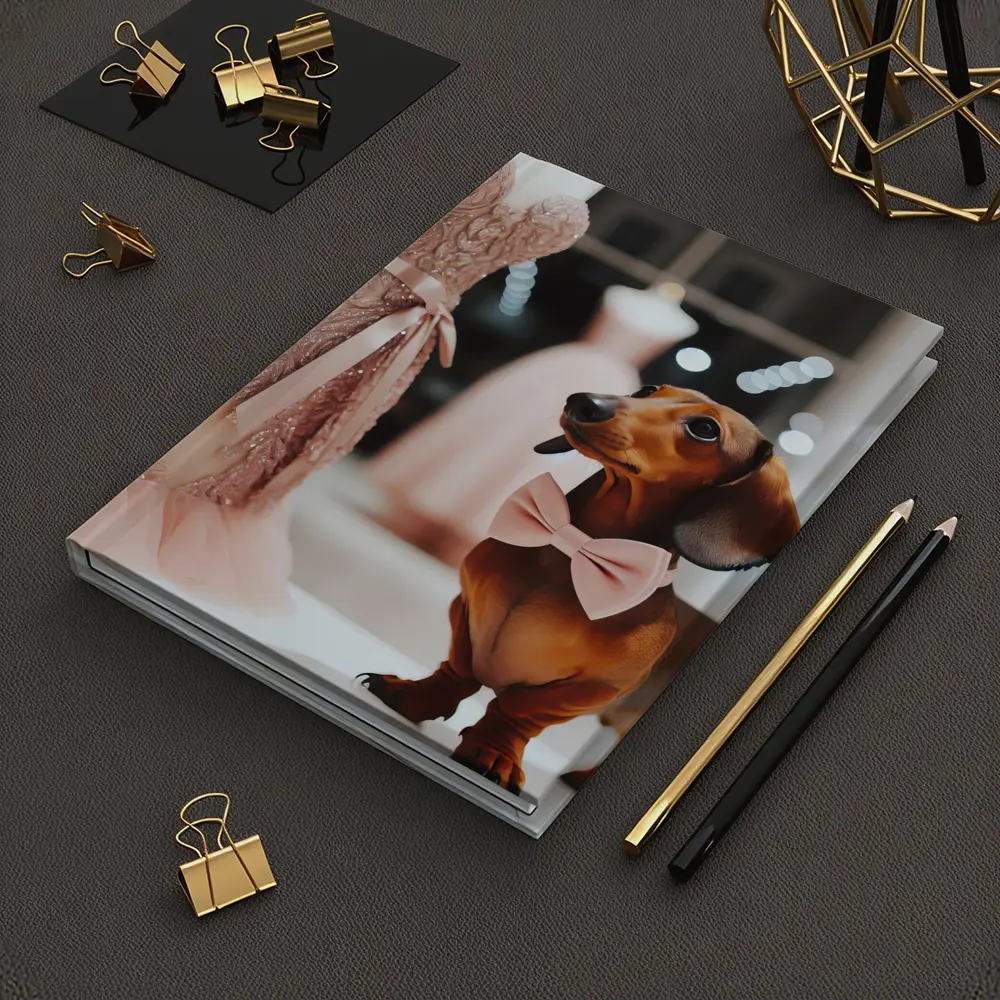 Dachshund With Pink Bow In Dress Shop – Notebooks