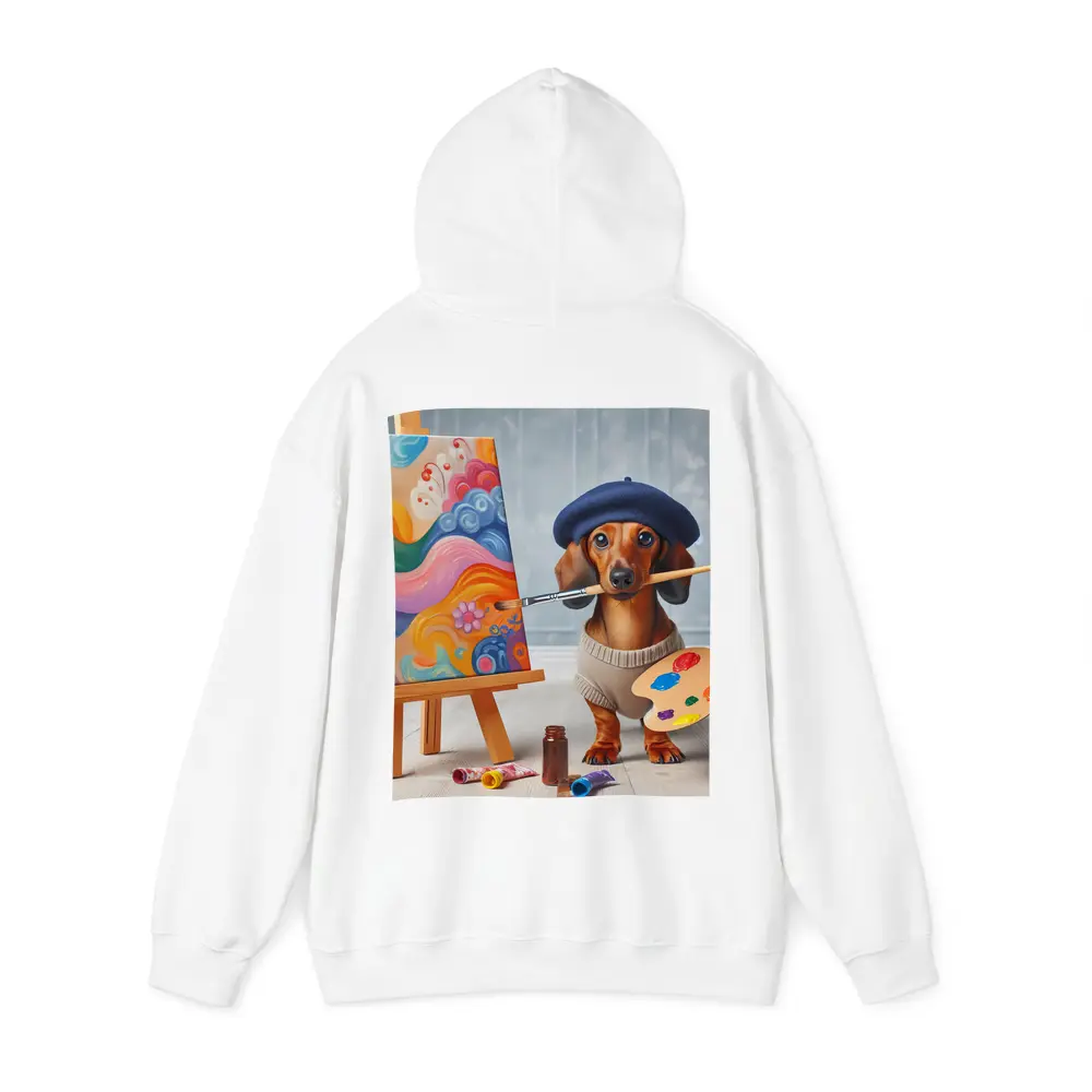 Dachshund Artist Painter With Colorful Canvas – Hoodies